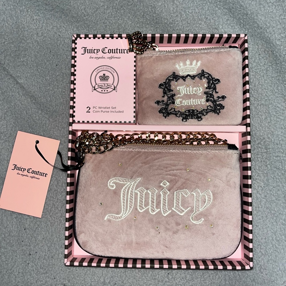 Juicy Couture Blush Wristlet and Coin Purse Set